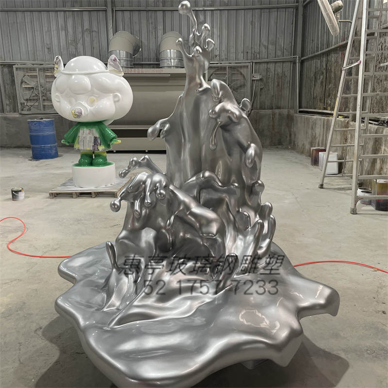 大型落雕塑水浪花摆件售楼处