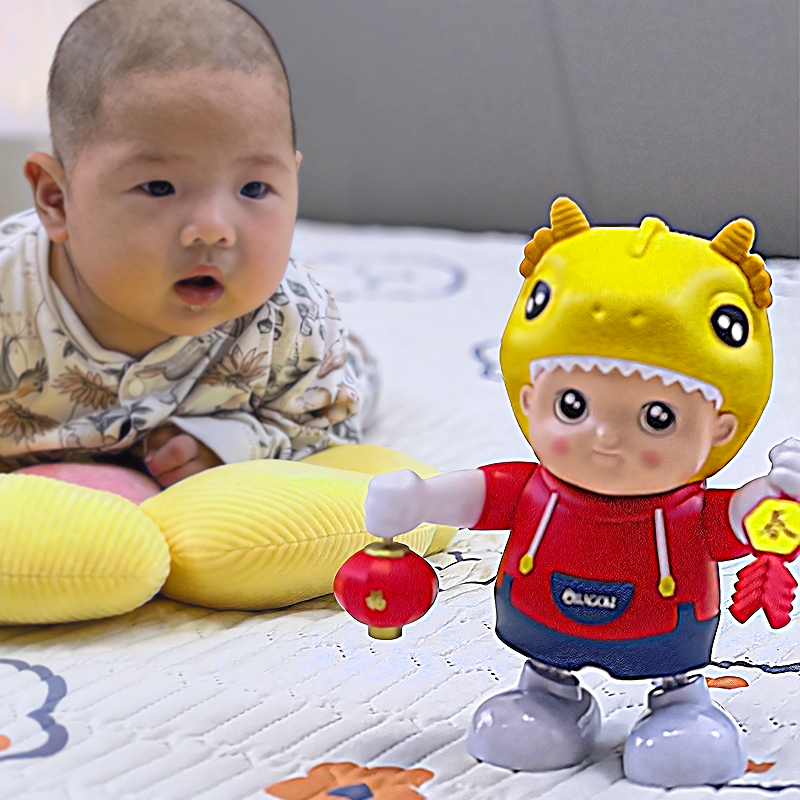 婴儿练习抬头训练玩具6-12个月0到1一3岁2儿童唱歌跳舞电动小龙宝