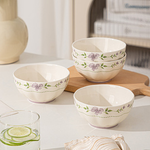 佩尔森陶瓷碗釉下彩米饭碗汤碗面碗斗笠碗家用2025新款高颜值碗具