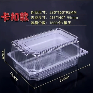 大号004一次性透明西点盒塑料食品盒蛋糕盒泡芙盒 打包散装零食盒