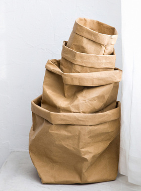 日式环保衣服收纳袋牛皮纸花盆冰箱收纳筐化妆品收纳生日表白装饰