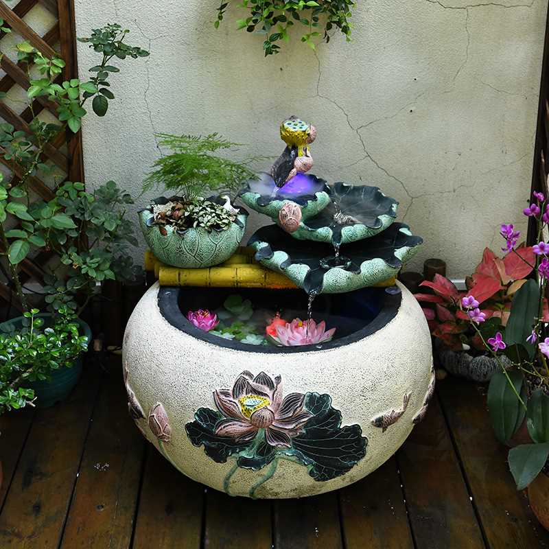 定制高档花园装饰庭院小水景布置鱼池摆件小院流水鱼缸池塘造景室
