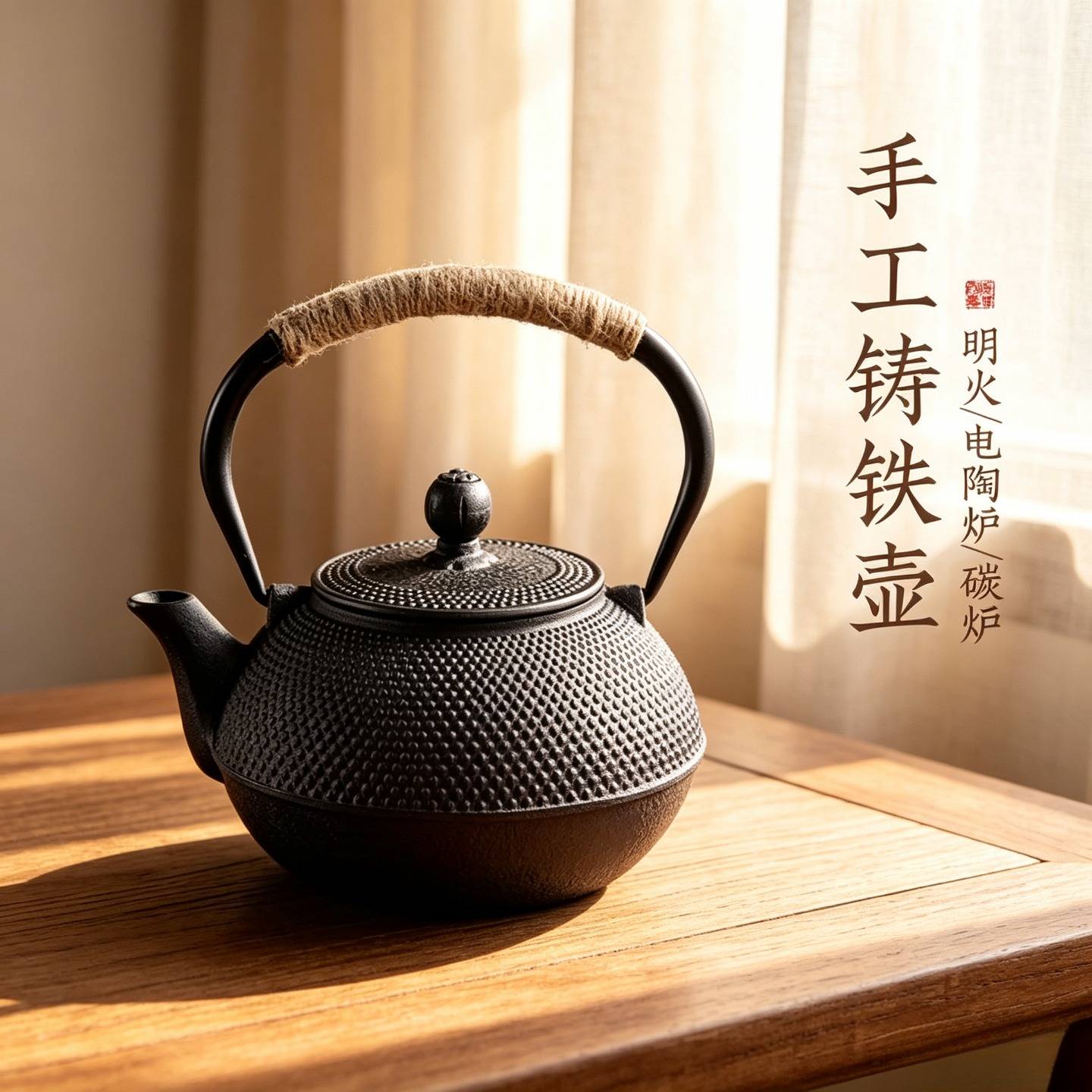 铸铁壶围炉煮茶泡茶壶家用茶壶铁茶壶手工无涂层日式复古烧水铁壶