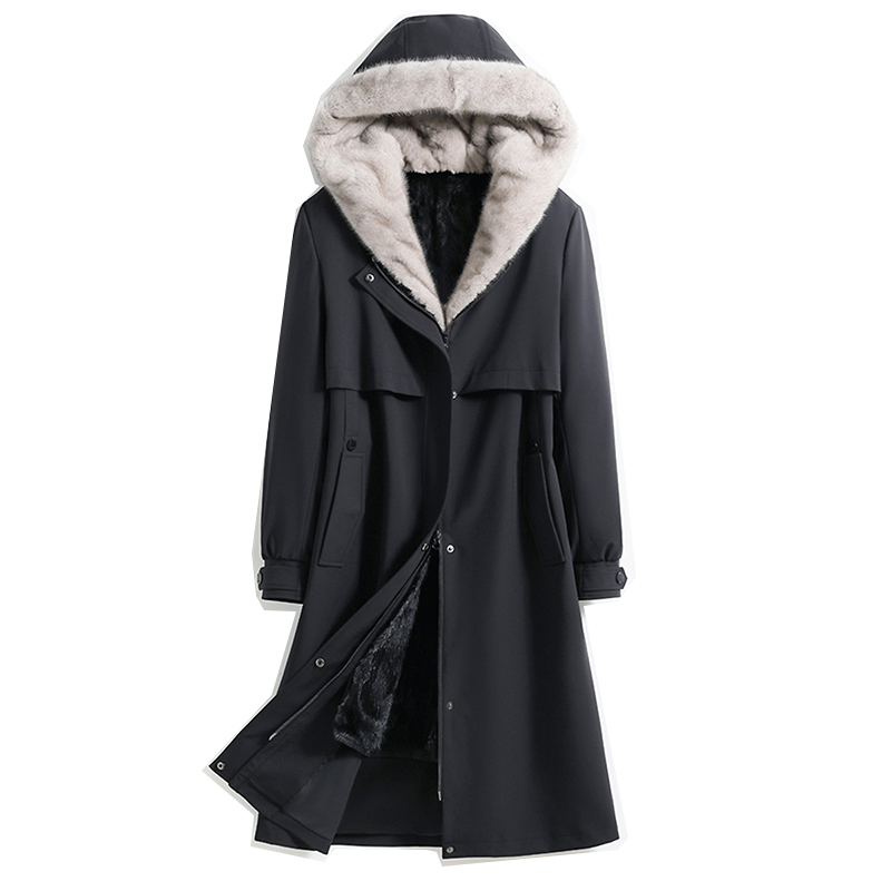 2025冬新派克服女水貂毛貂皮大衣