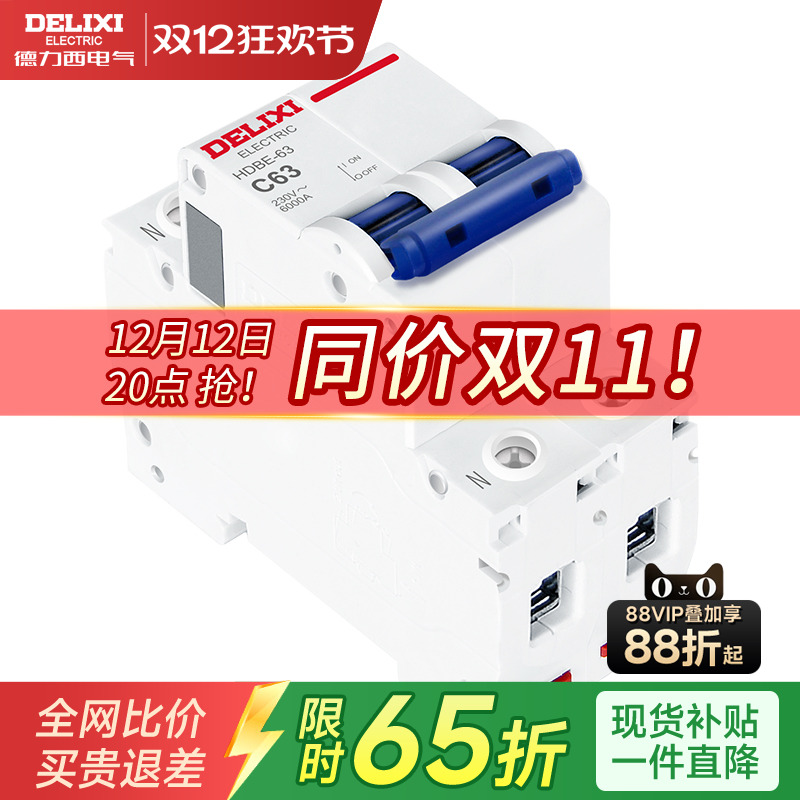 德力西断路器双极双匹63空开家用
