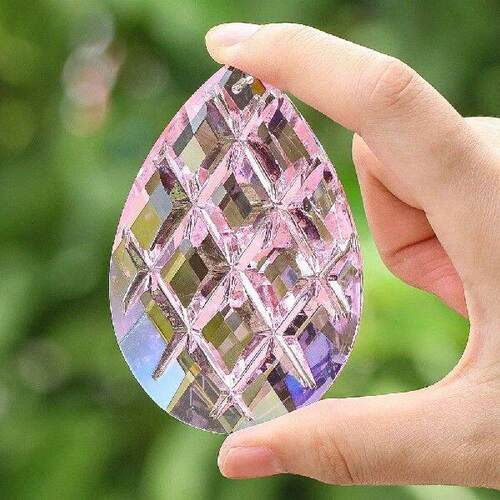 Pink Fluted Grid Crystal Pendant Chandelier Accessories
