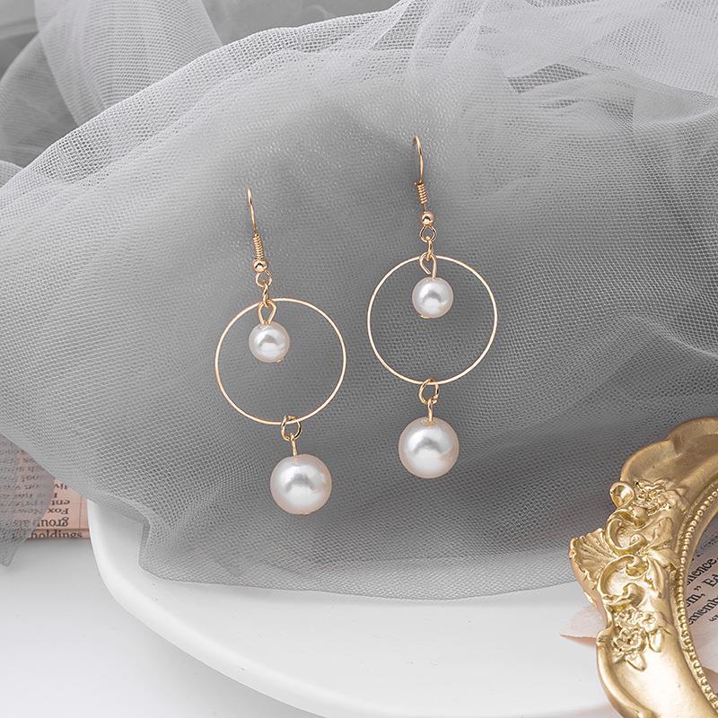 New Internet Celebrity Pearl Long Tassel Earrings Ins Round