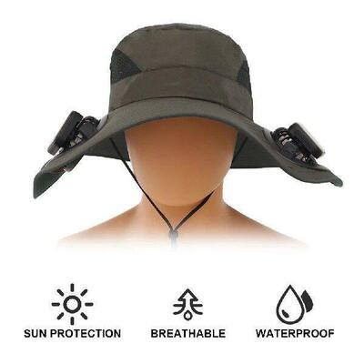 Solar Fan Hat Sun Hat with 2 Solar Fan Wide Brim Bucket Hat