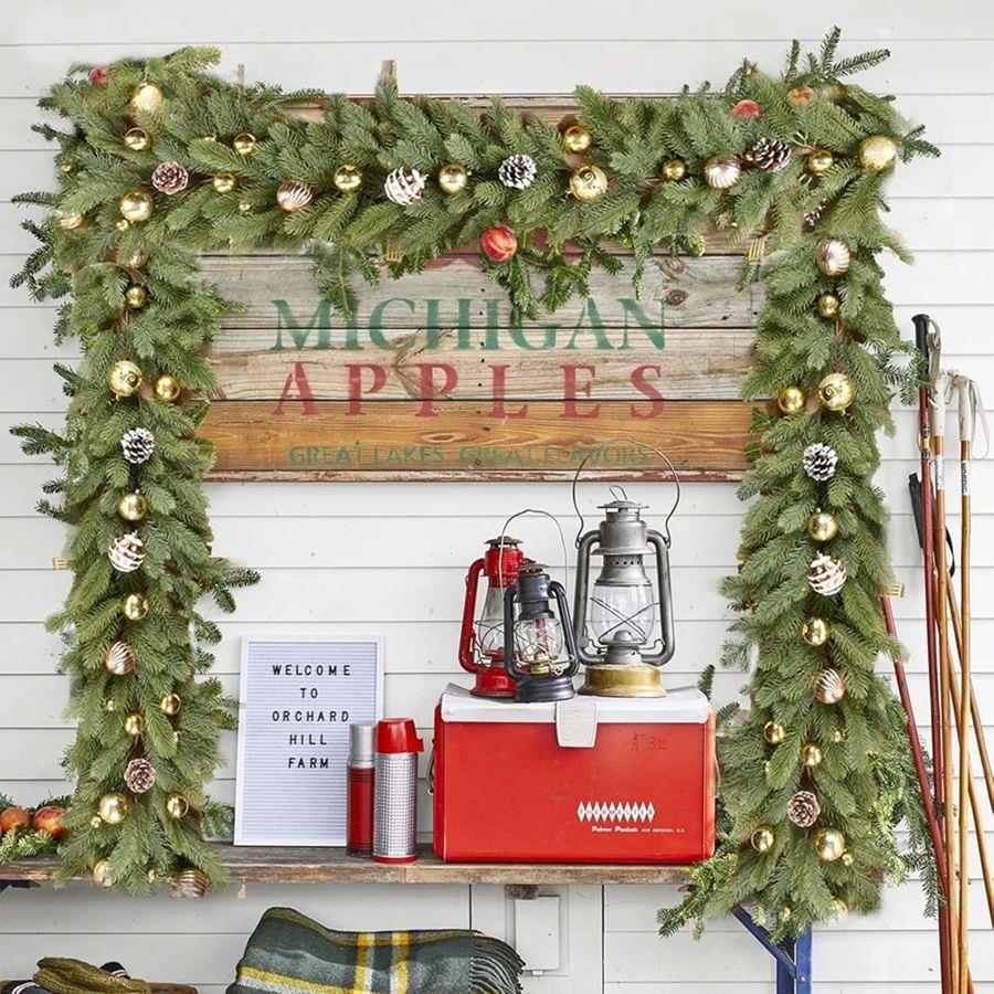 180CmArtificial Green Plants Christmas Tree Garland Wreaths