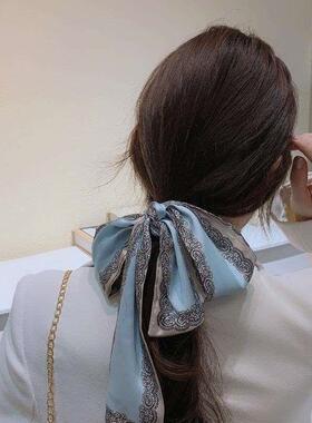 French Style Houndstooth Silk Scarf Hair Band Retro Women