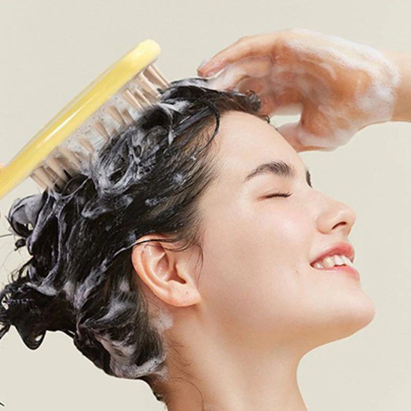 Long Handle Shampoo Brush Silicone Scalp Massage Comb Hair W