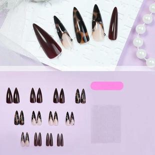French False Press Leopard Stiletto Print Long 24Pc Nails