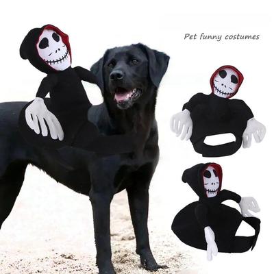 Halloween Death Rider Dog Costume Skeleton Jumpsuit Riding O