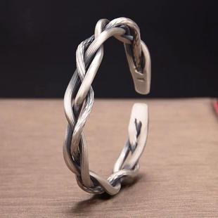 Woven Jewellery Twist Texture Bangles Vintage Bracelet Mens