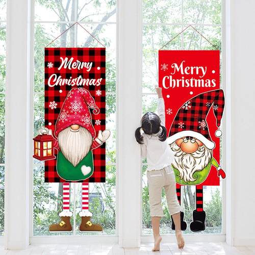 Christmas Door Hanging Banner Faceless Doll Merry Christmas