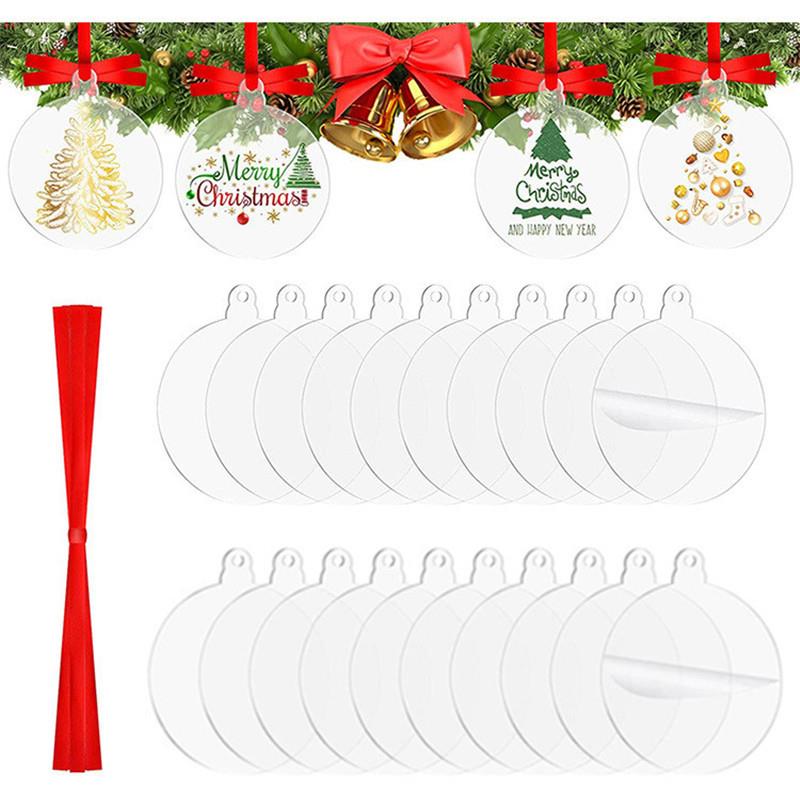 10/20pcs Round Acrylic Christmas Bell Ornament Christmas DIY