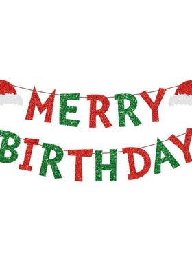 Merry Christmas Felt Banners Flags Hanging Garlands for Xmas