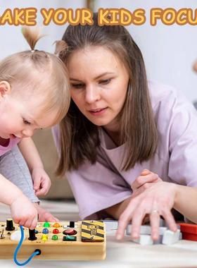 Montessori Busy Board Sensory Toys Wooden With LED Light Swi