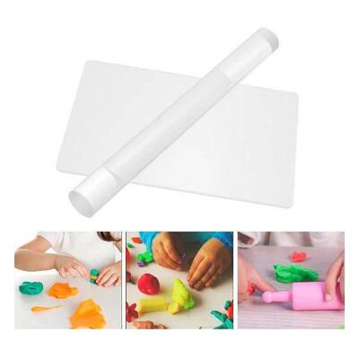 2pcs Acrylic Clay Roller Acrylic Sheet Board with Grid