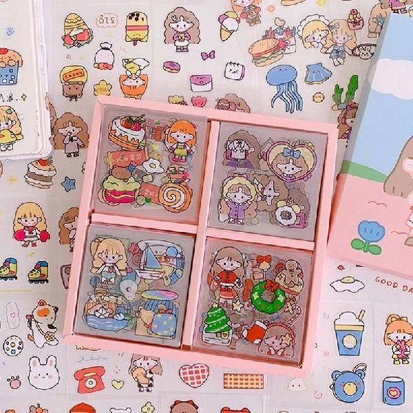 100Pcs Cute Cartoon Patterns Stickers DIY Transparent