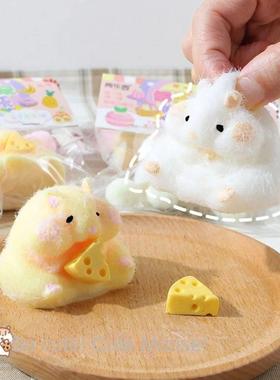 Squishy Hamster Toy with Cheese Cute Desktop Decor Funny Str