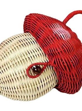Wicker Mushroom Handbag Rattan Straw Storage Basket