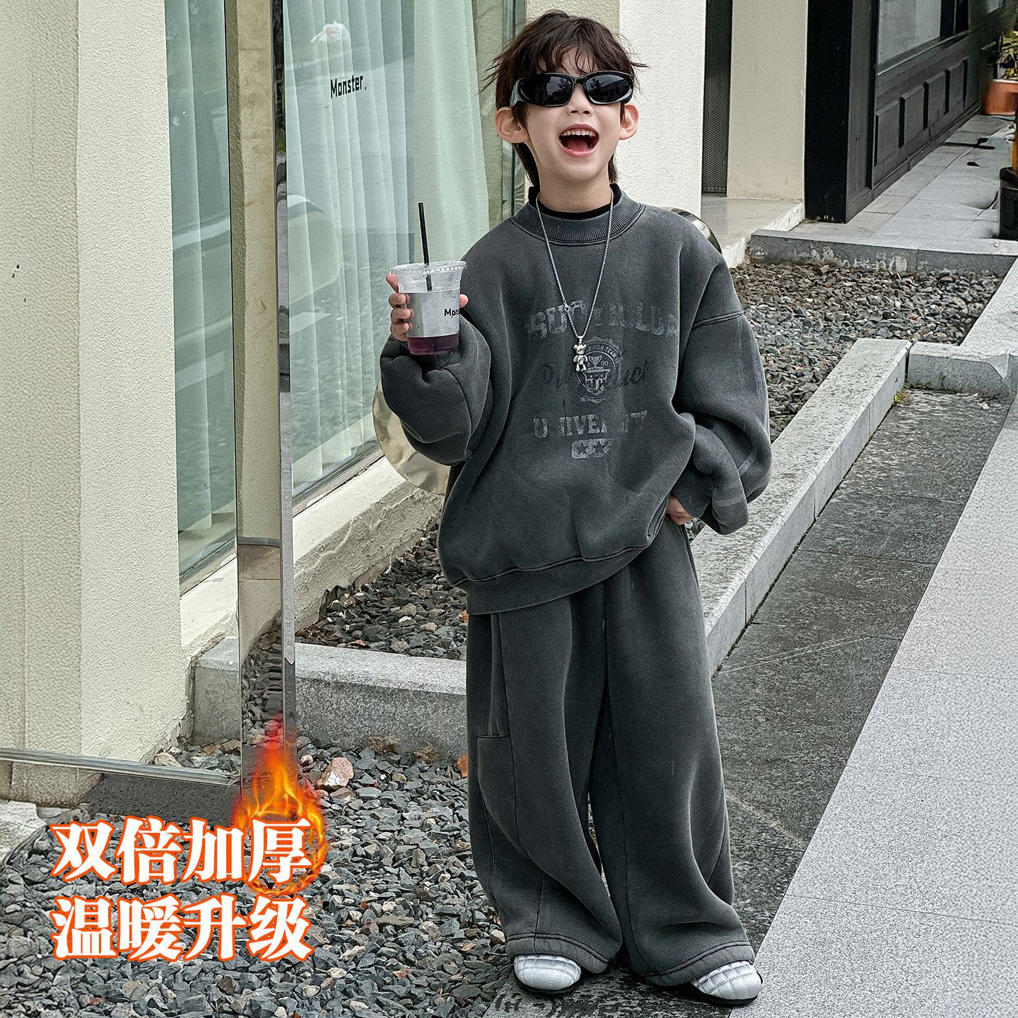 2025秋冬新款中大童男童韩版套装