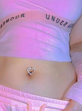 1PCS Stainless Steel CZ Belly Button Piercing Heart Navel Ba