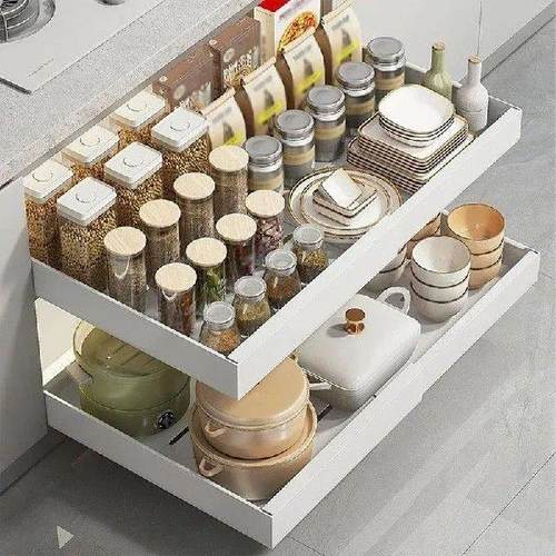 Scalable Pull-out Kitchen Storage Rack with Slide Rails