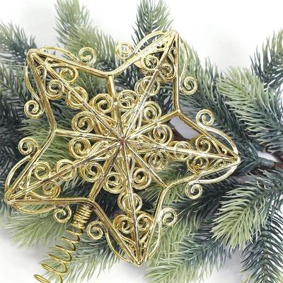 Gold Glitter Christmas Tree Top Iron Star Christmas Decorati