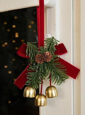Christmas Ornaments Set with Bells, Velvet Bows & Pinecones