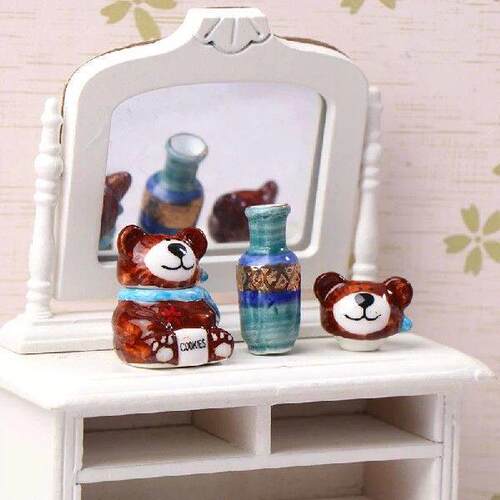 1/2pcs 1:12 Dollhouse Miniature Cute Ceramic Cookie Jar