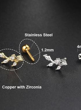 Stainless Steel Ear Piercing Stud Earring Helix Tragus Flat