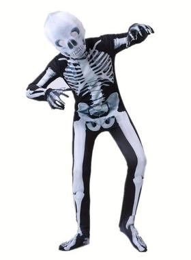 3-12Y Halloween Boys Skeleton Costume Printed Skeleton Mask
