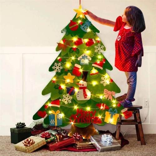 DIY Felt Christmas Tree Wall Hanging Artificial Xmas Tree wi
