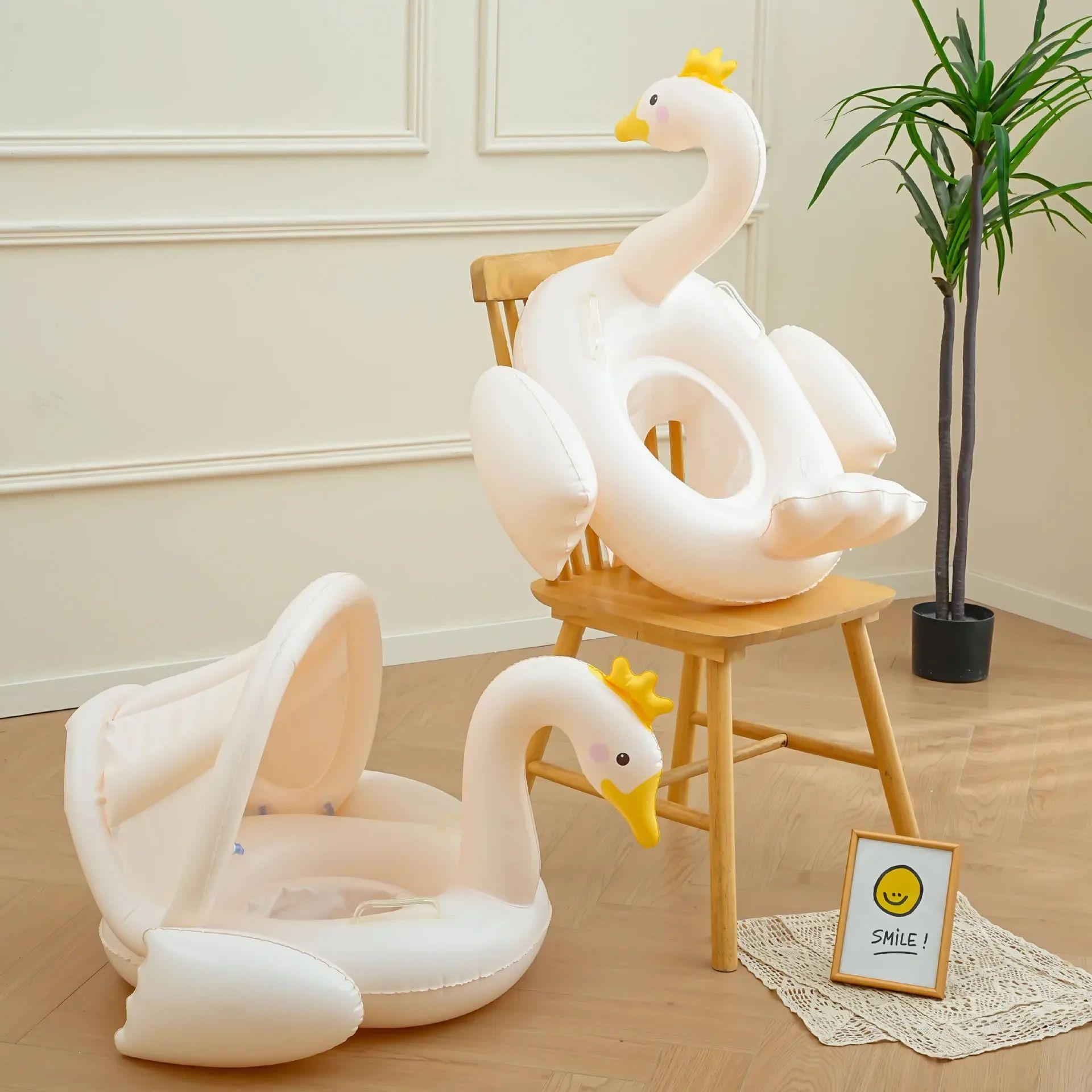 Inflatable Flamingo Pool Float Baby Swimming Ring Summer Bea