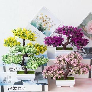 Small Tree Flowers Plants Plant Bonsai Fake Artificial Pot