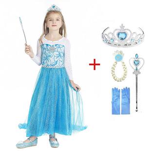 Dress Girls Costume Halloween Party Anna Fancy Princess Elsa