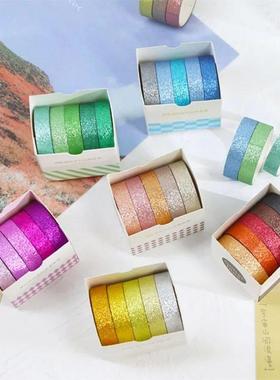 5Rolls Glitter Washi Tape Set Scrapbooking Decorative Adhesi