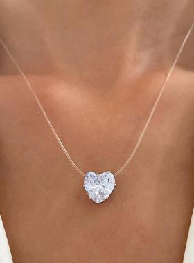 Transparent fishline necklace love collarbone chain