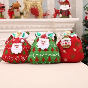 Set Plush Apple Christmas Sack Bags Santa Stocking Gift