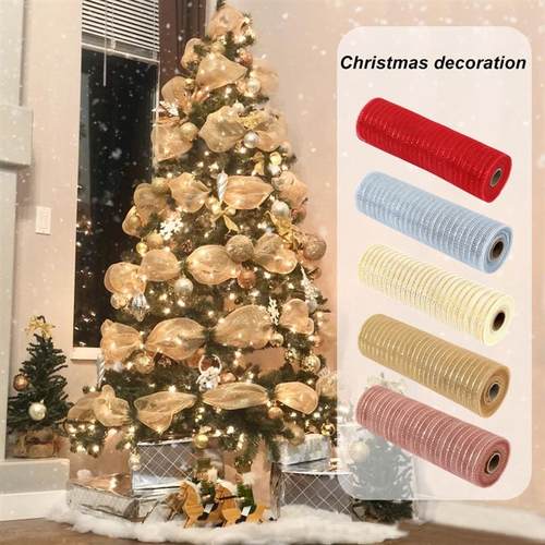 Christmas Ribbon Tree Decoration Mesh Tulle Fabric Pendant