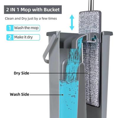 Hand Free Flat Floor Mop And Bucket Set For Professional Hom