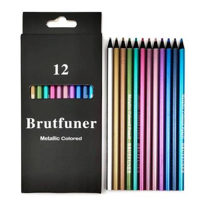 12 Color Metallic Colored Pencils Drawing Sketching Set Pain