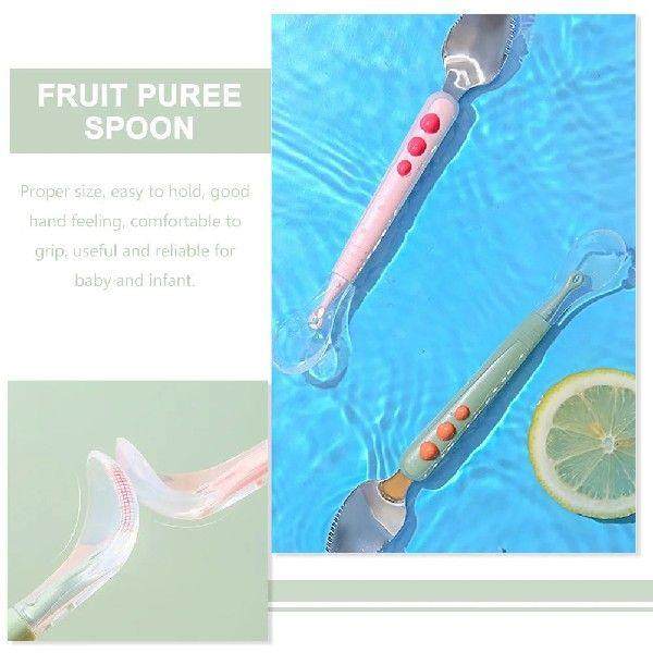 Spoon Fruit Scraper Double Head Baby Food Dispenser to Feed