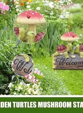 Garden Turtles Mushroom Statue Resin Turtle Mother And