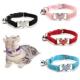 Elastic Velvet Bell Cat Shape Crystal Heart Collar
