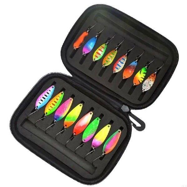 G6DE 16Pcs Colorful Metal Spinner Baits Set Trout Fishing