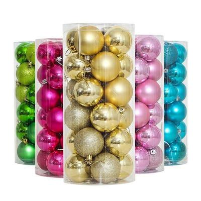 24 Pcs 4cm Christmas Ornaments, Plastic Glitter Ball Set
