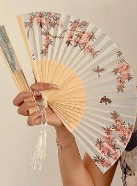 Ancient Style Hand Fan Foral Printing Folding Fan for Women
